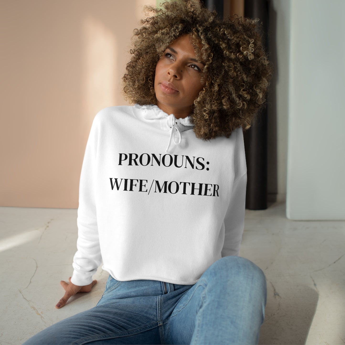 Womens PRONOUN Crop Hoodie