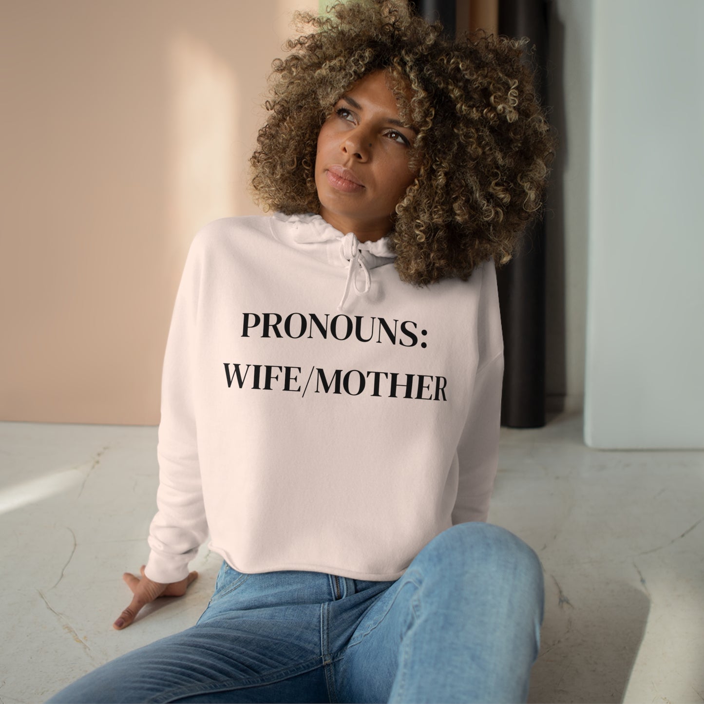 Womens PRONOUN Crop Hoodie