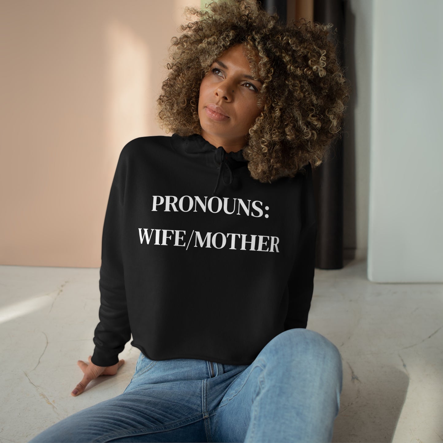 Womens PRONOUN Crop Hoodie